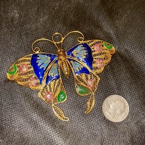 Multi-Color Gold Plated Butterfly Pendant